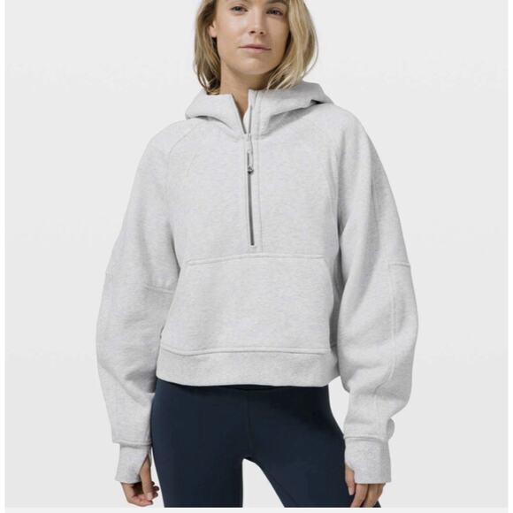 lululemon athletica Tops - LULULEMON Scuba Oversized Half-Zip Hoodies Heathered Ultra Light Gray SZ. XS/S